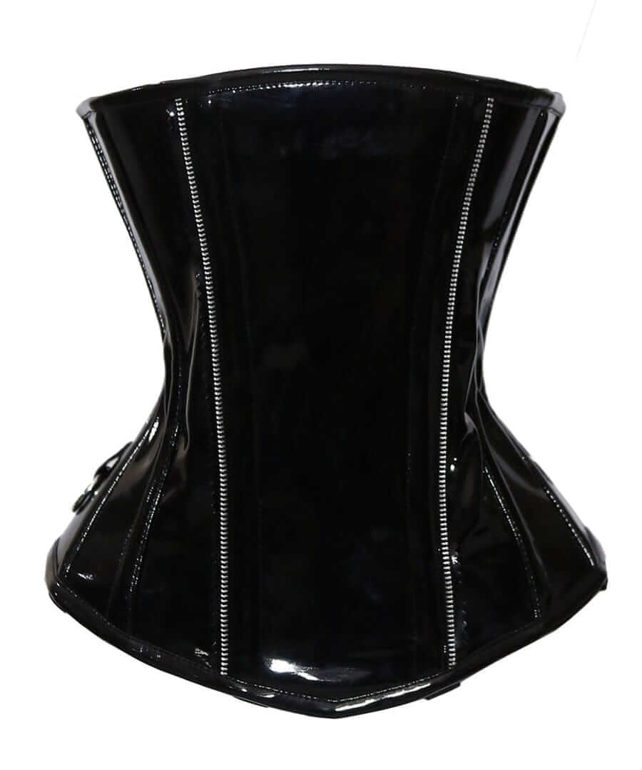EC EXPO CITY Black PVC Leather Steampunk Gothic Wasit Trainer Underbust Corset